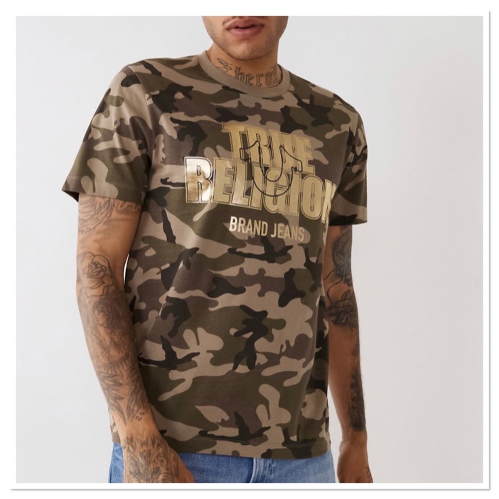 True Religion Men’s Camouflage Metallic Tee  Shirt T-Shirt NWT
